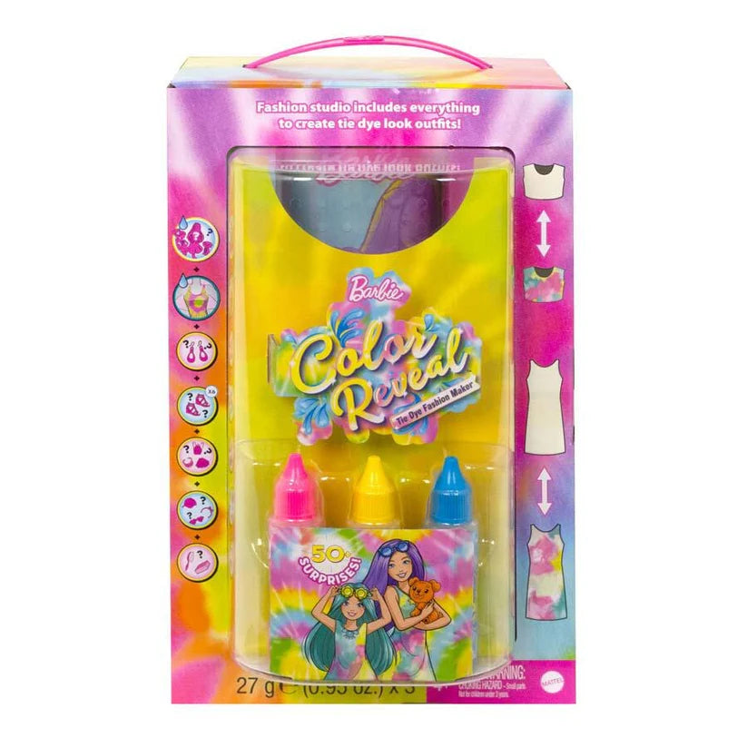 Barbie Color Reveal Tie-Dye Fashion Maker HCD29 – 2 Dolls & 50 Surprises