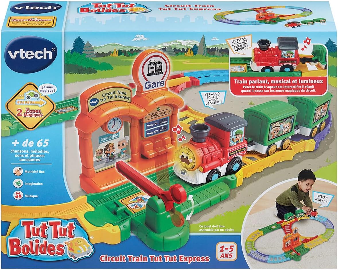 VTech Tut Tut Bolides Tut Tut Express Train Circuit 80-588605 – Peter Train & 2 Wagons