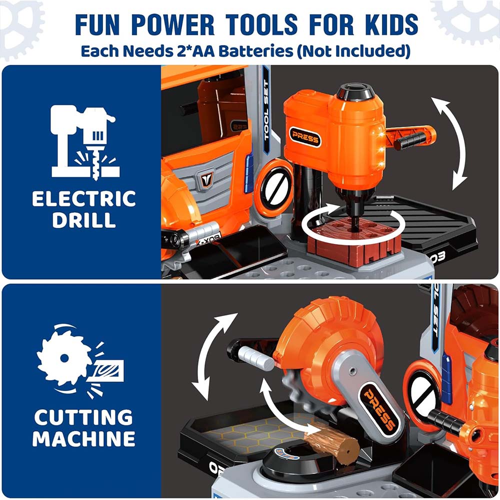 2-in-1 Kids Tool Set 65-Piece – Portable Tool Box & Construction Play Set