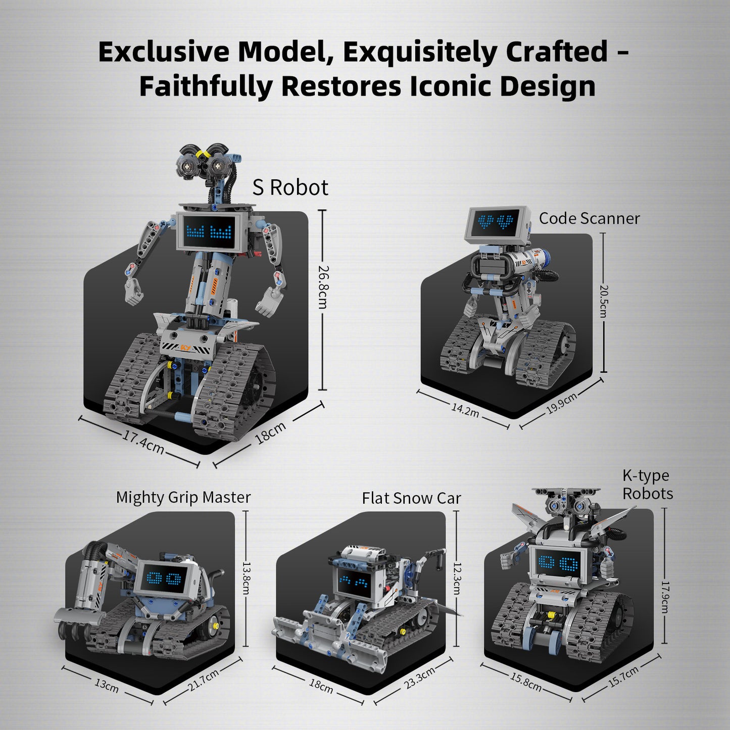 Technical Building Blocks Robots Pro 5-in-1 Set with Remote Control and LED Screen