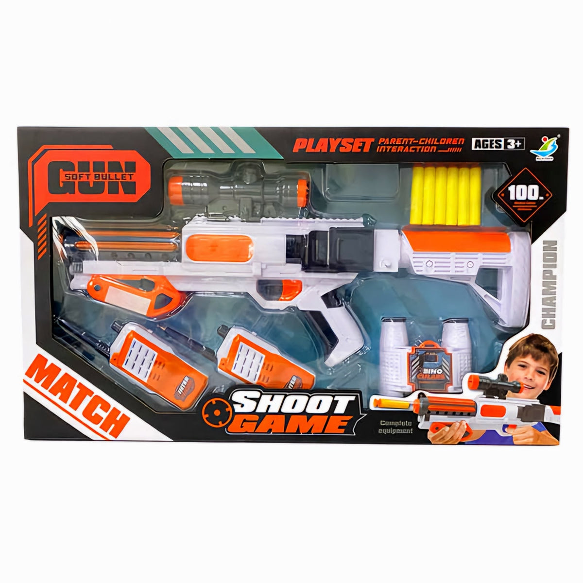 Shoot Game blaster, walkie-talkies, binoculars
