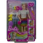 Mattel Barbie Leopard Rainbow Hair Doll blonde With Color-change Hair Feature, 16 Hair and Fashion Play Accessories