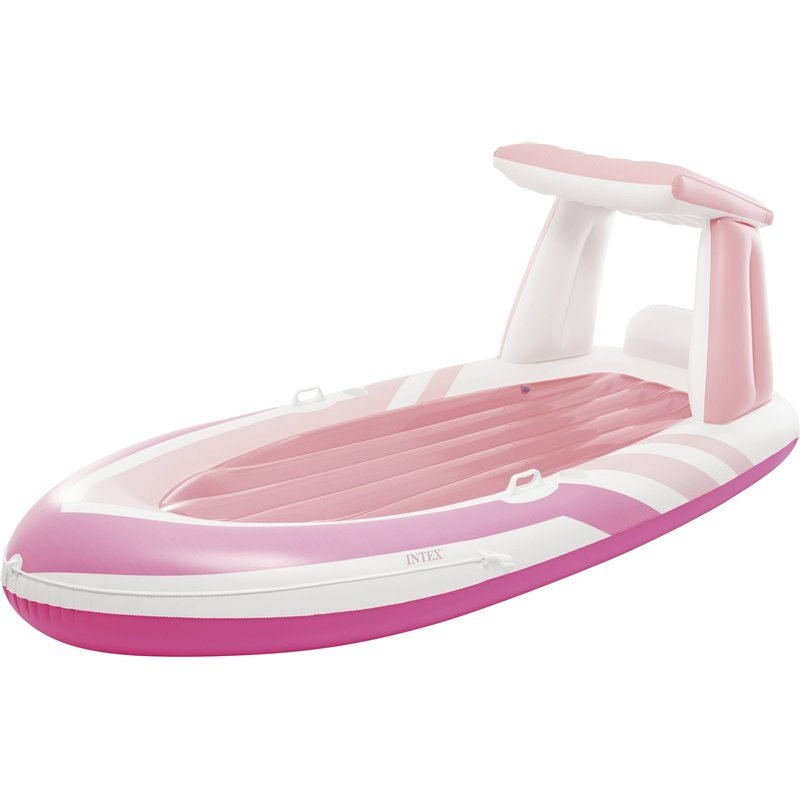 Intex Inflatable Swim Mattress with Pink Canopy 2.57 x 1.35m