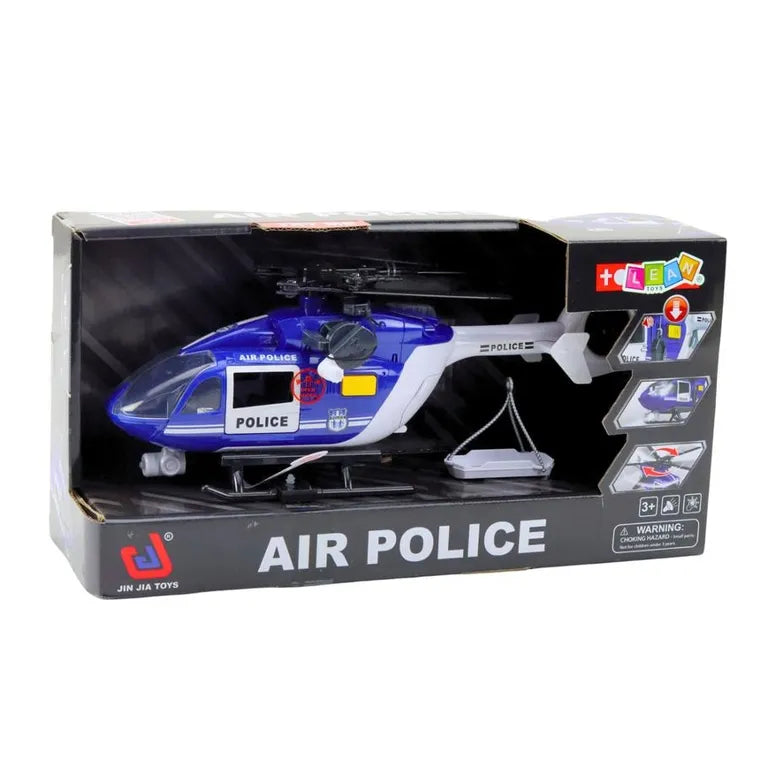 helicopter, police vehicle with hook and stretcher, 1:14