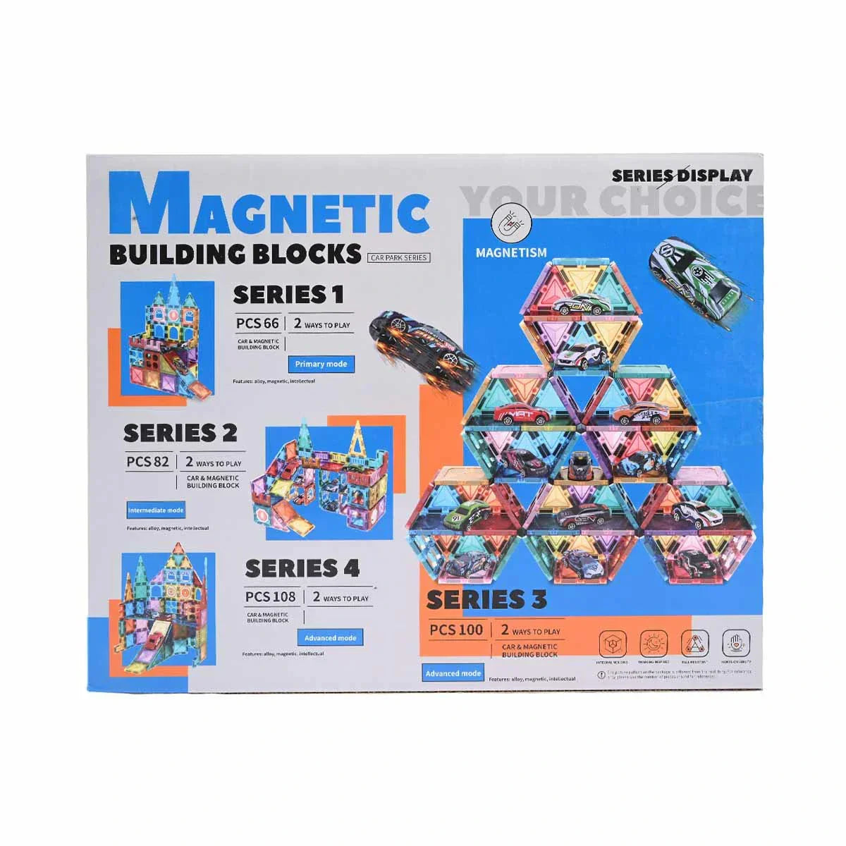 Magnetic Building Blocks Car Park Series 3 – 100 Pieces