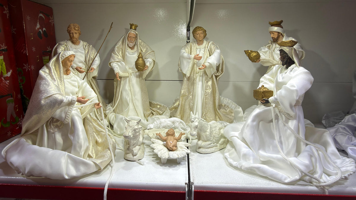 White Plastic Nativity Set 30cm – 10 Pieces
