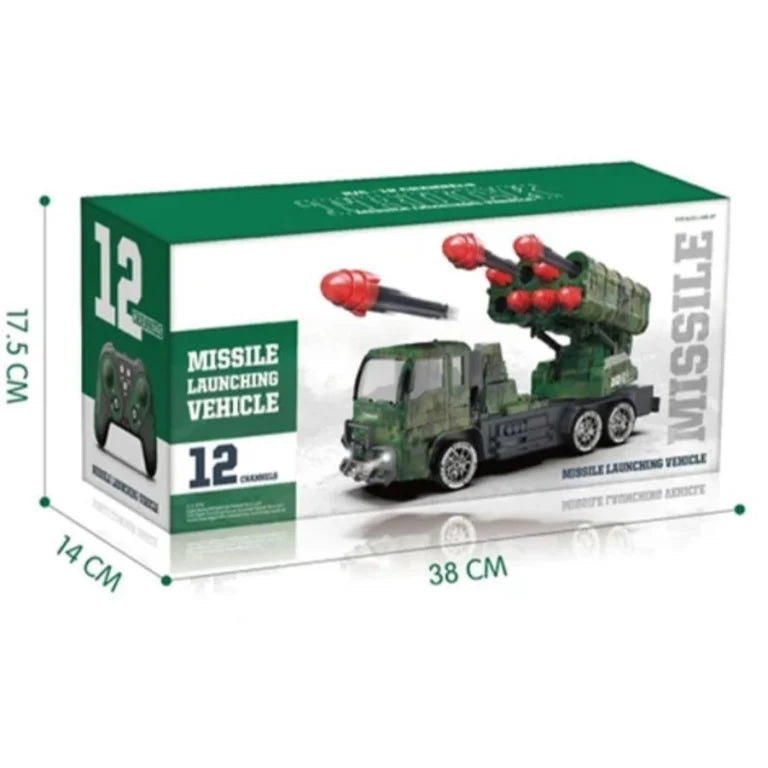 Army Toys for Boys Age 3-8 Military Launcher Truck Toy with 8 Missiles, Metal Cab, Rotating Turret, Lights & Sounds | Friction Powered Army Vehicle for Kids | Realistic Military Truck