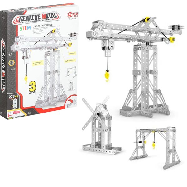 Metal Building Set 1301 – 273 Pieces, 3-in-1 Crane & Windmill