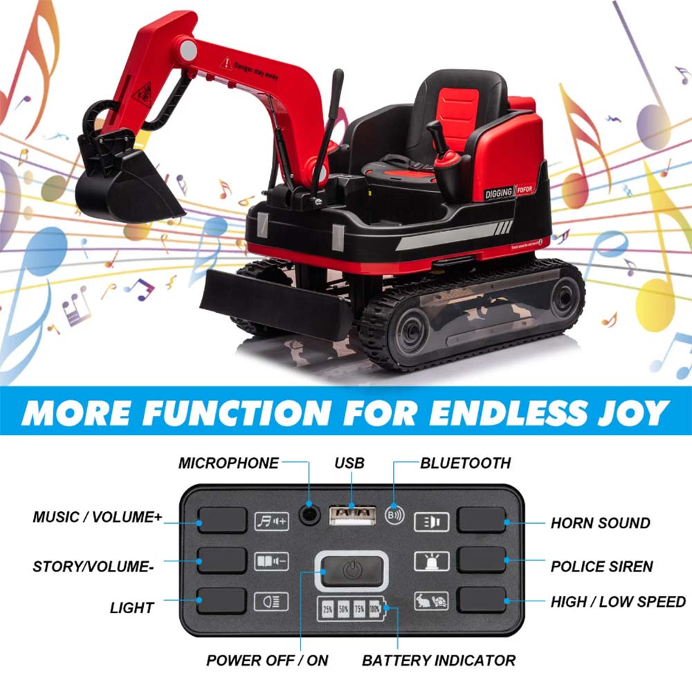 Excavator Bulldozer 360° 24V 10AH Ride-on