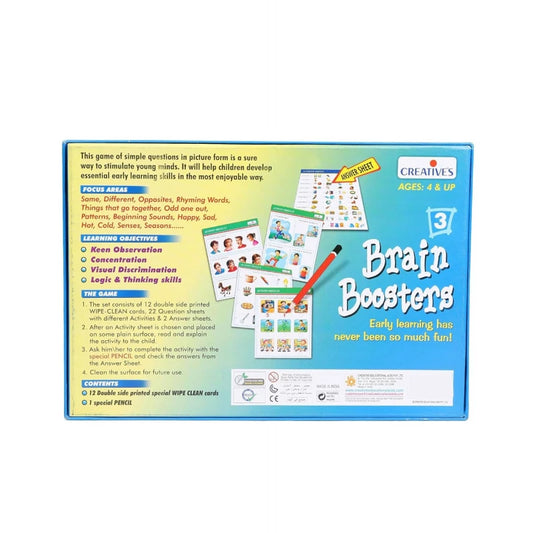 Creatives Brain Boosters 3 Early Learning Wipe Clean Cards Set