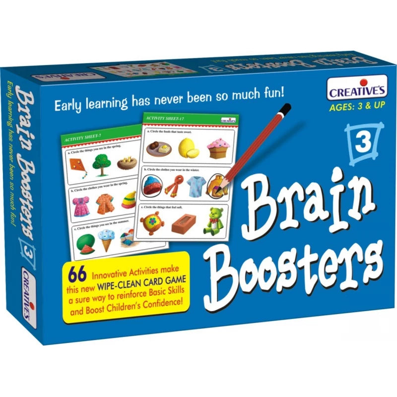 Creatives Brain Boosters 3 Early Learning Wipe Clean Cards Set