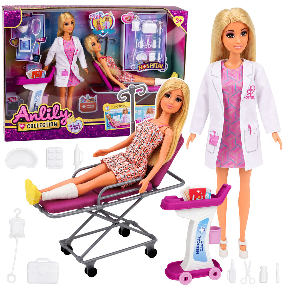 Anlily Doctor & Patient Doll Set 636120 – Hospital Bed & Medical Accessories