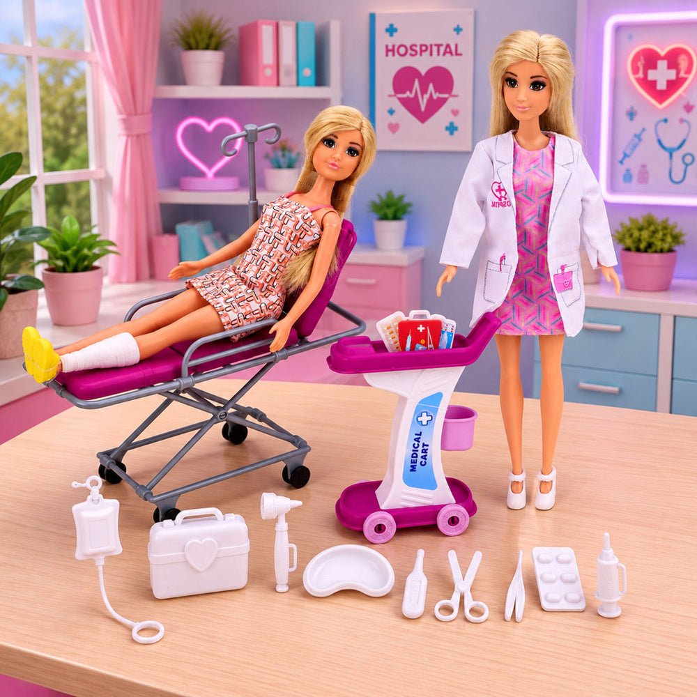 Anlily Doctor & Patient Doll Set 636120 – Hospital Bed & Medical Accessories