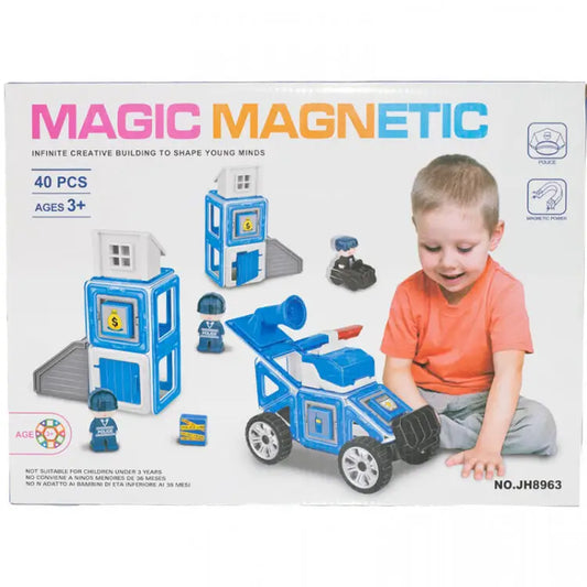 Magic Magnetic Police Building Set – 40 Pieces