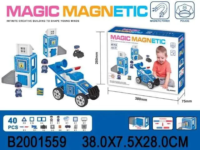 Magic Magnetic Police Building Set – 40 Pieces