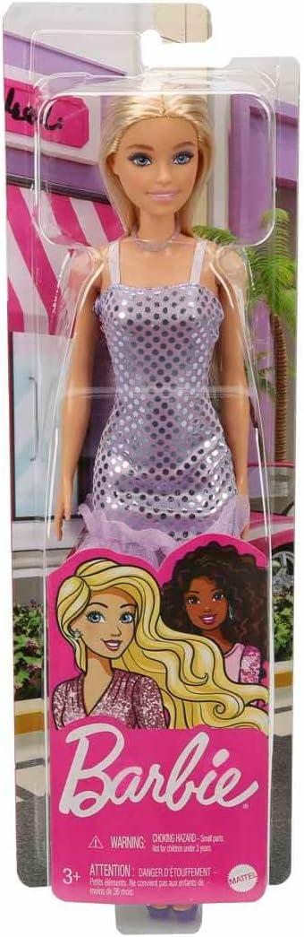 Barbie Glitz Doll HJR93 – Shiny Purple Polka Dot Dress