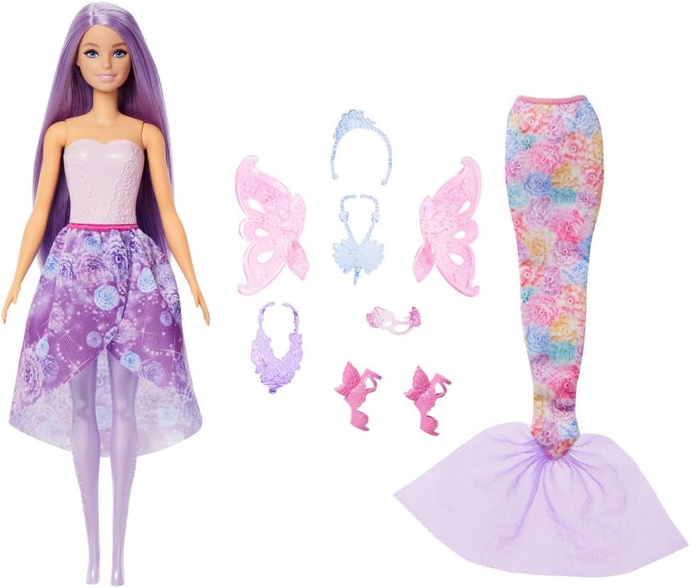 Barbie 3-in-1 Fantasy Doll JCP74 – Fairy & Mermaid with 10+ Looks
