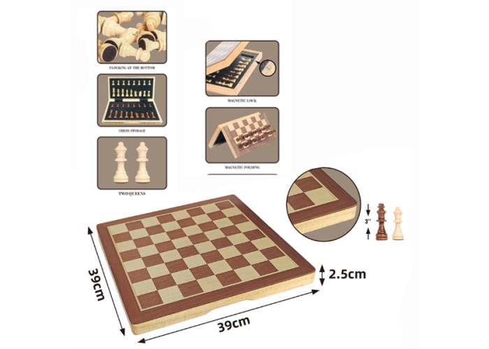 Wooden chess set with magnetic board