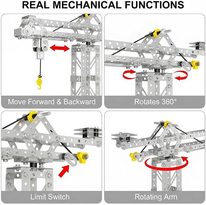 Metal Building Set 1301 – 273 Pieces, 3-in-1 Crane & Windmill