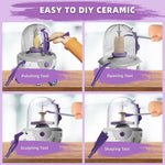 Mini Electric Pottery Wheel Kit – Ceramic Making Set with 12 Accessories