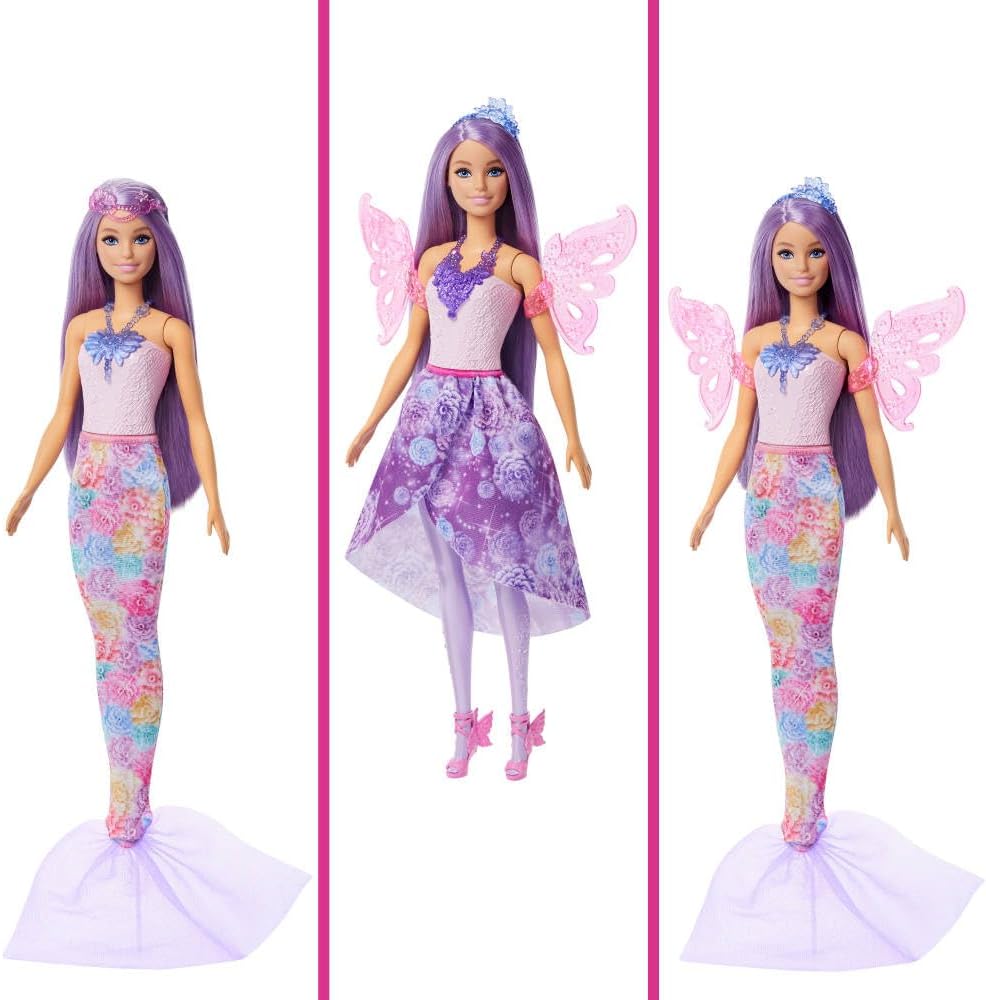 Barbie 3-in-1 Fantasy Doll JCP74 – Fairy & Mermaid with 10+ Looks