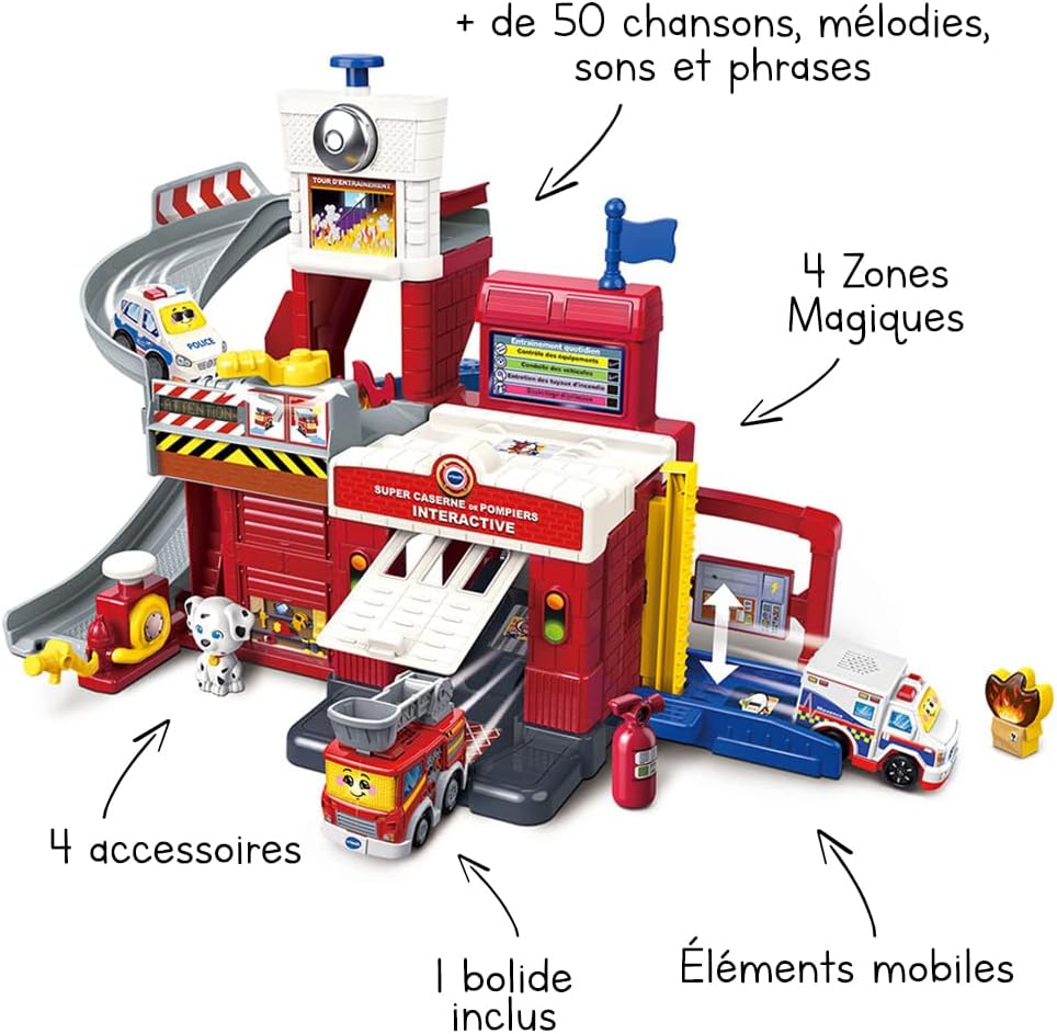 VTech Tut Tut Bolides Super Fire Station 80-543005 – Interactive 3-Story Playset