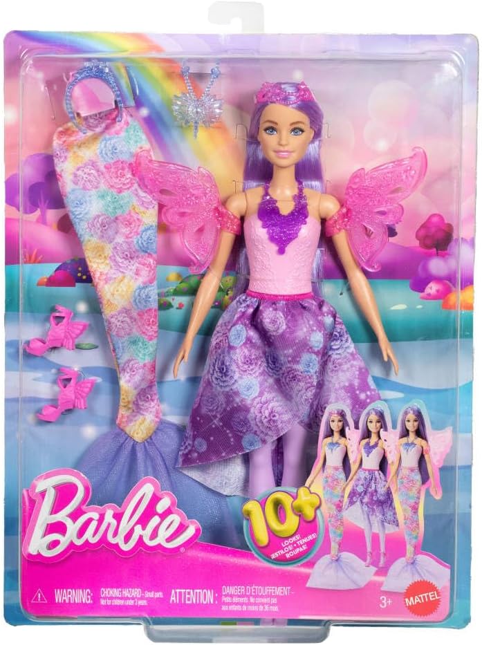 Barbie 3-in-1 Fantasy Doll JCP74 – Fairy & Mermaid with 10+ Looks