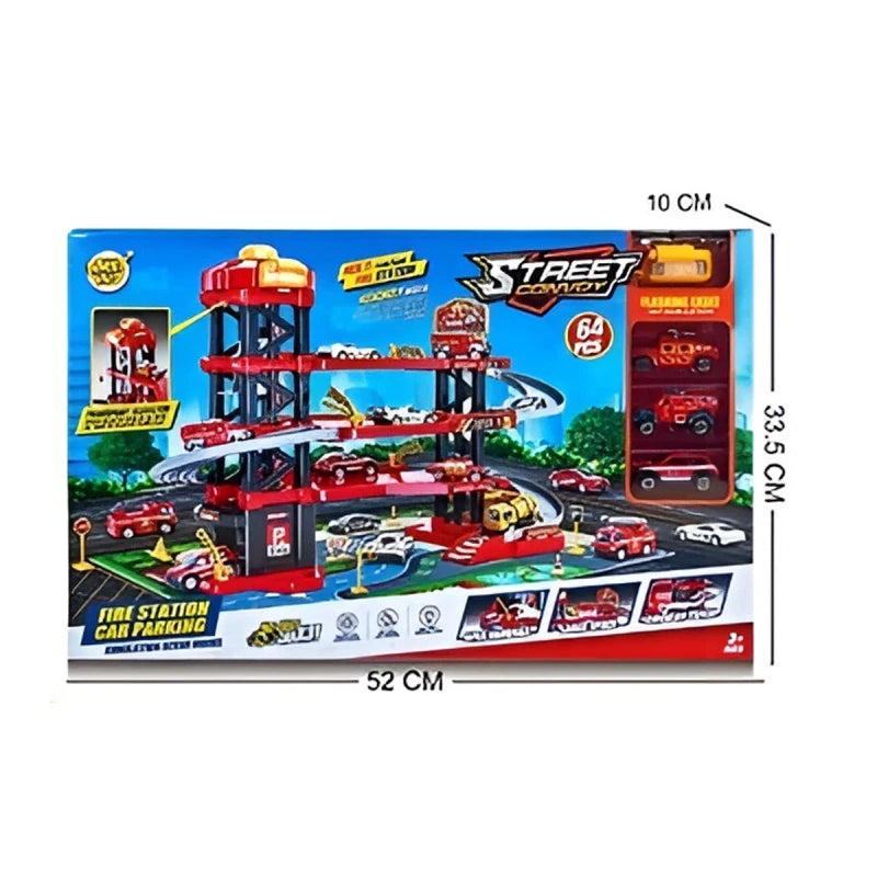 Fire Truck Parking Garage Toy with Lift