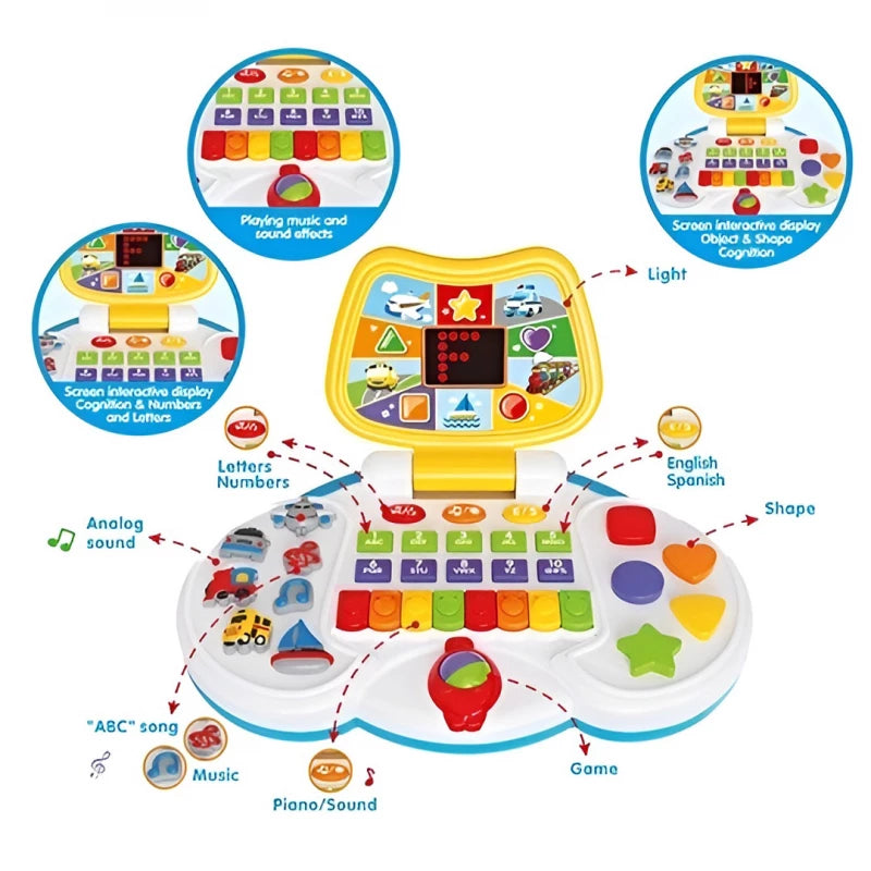 Interactive Laptop for Toddlers with Animated Screen: Teach Letters, Numbers, Colors, and Music for 1-4 Year Olds