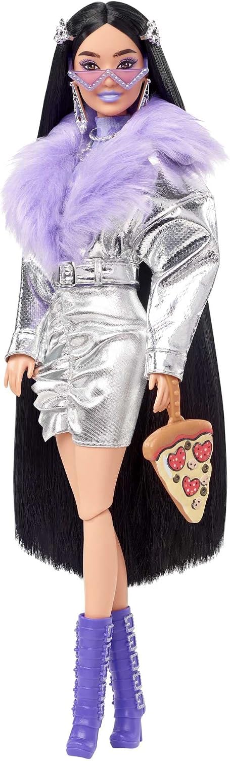 Barbie Extra Doll HHN07 – Silver Jacket, Purple Boots & Dalmatian