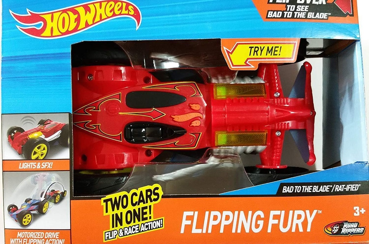 Hot Wheels Flipping Fury Bad to the Blade & Rat-ified 90576 – Motorized Flip Car