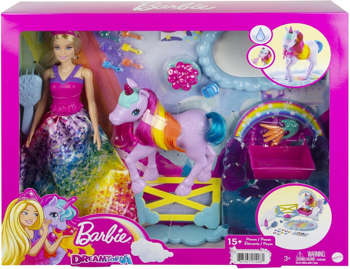 Barbie Dreamtopia Doll & Unicorn Playset GTG01 – Color Change