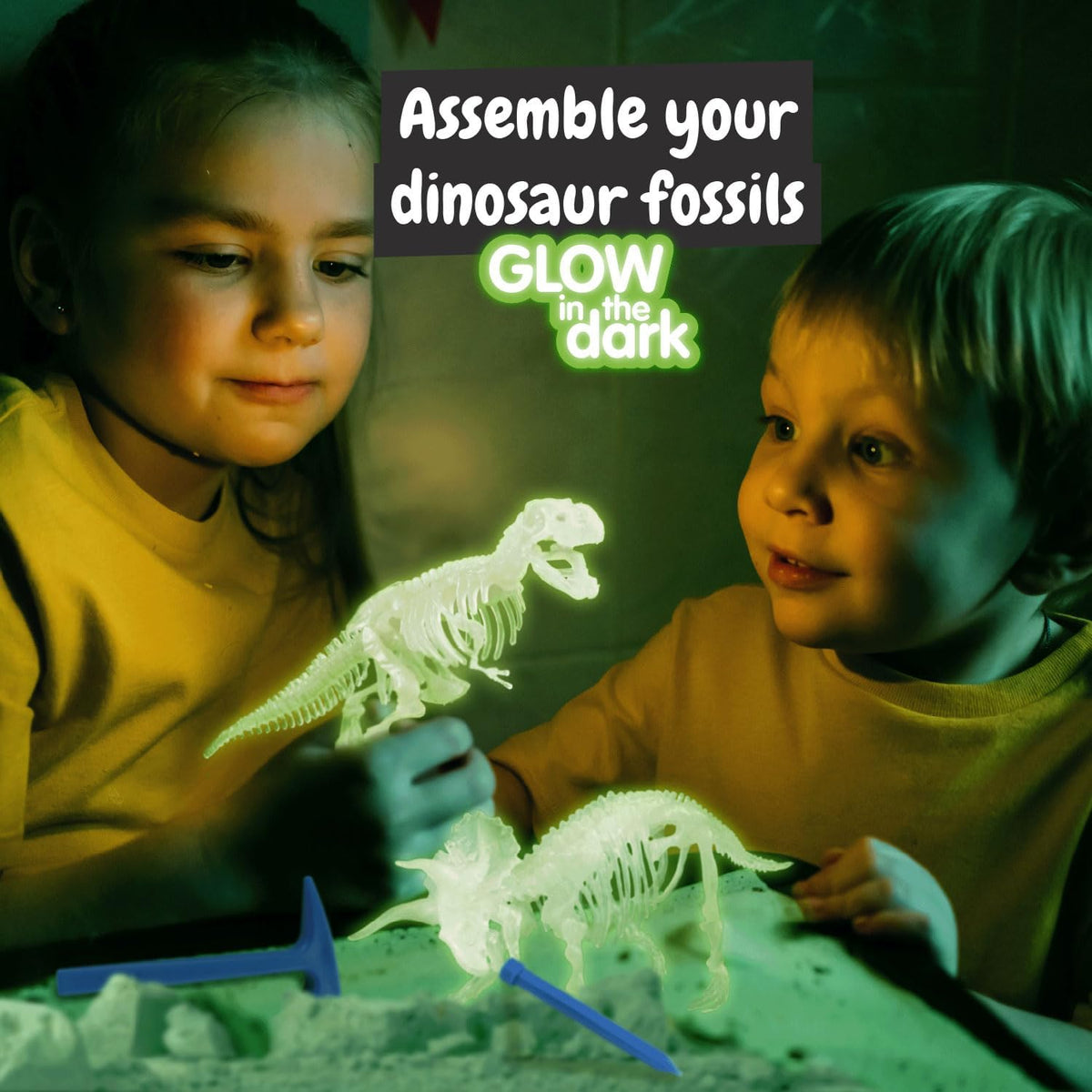 Science4you Dinosaur Fossil Excavation Kit 2 in 1 - Glow-in-the-dark Fossil Digging Kit