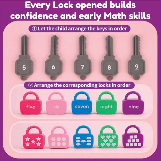 Number Lock & Key Toy, Matching and Counting Number Toys 20pcs