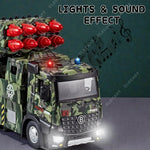 Army Toys for Boys Age 3-8 Military Launcher Truck Toy with 8 Missiles, Metal Cab, Rotating Turret, Lights & Sounds | Friction Powered Army Vehicle for Kids | Realistic Military Truck