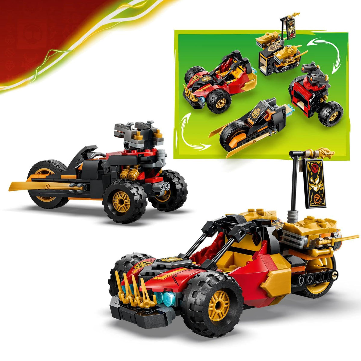 LEGO NINJAGO Kai & Cole’s Combiner Vehicles 71864 | 394 Pieces