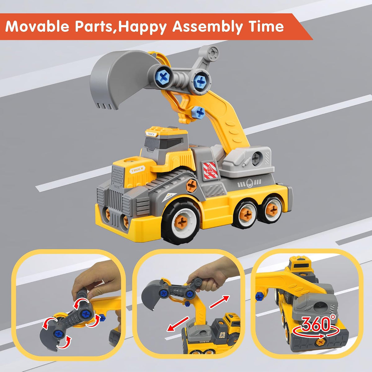 Take Apart Excavator Truck with Electric Drill – Construction Building Toy