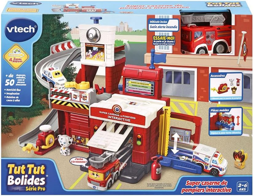 VTech Tut Tut Bolides Super Fire Station 80-543005 – Interactive 3-Story Playset