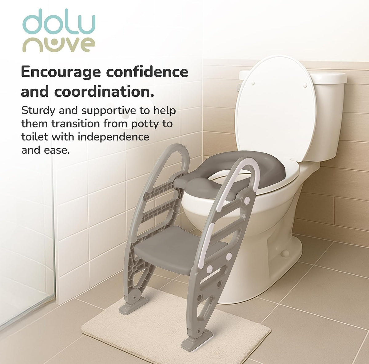 Dolu Toilet Trainer with Adjustable Ladder 7243 – Stone Gray