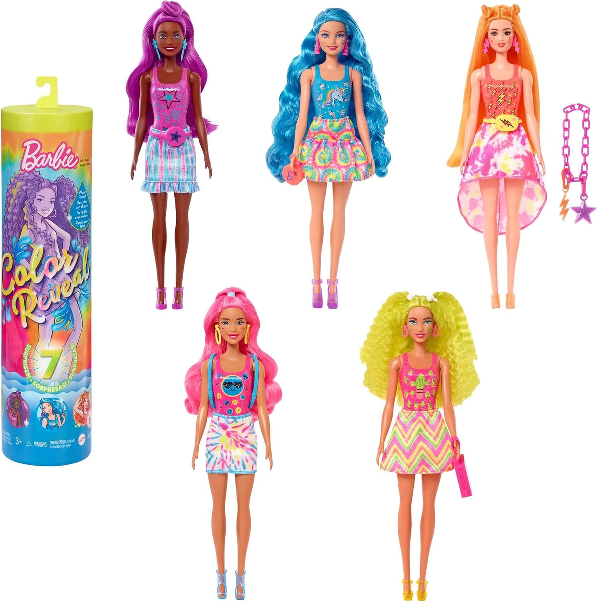Barbie Color Reveal Tie-Dye Doll HDN72 – 7 Surprises