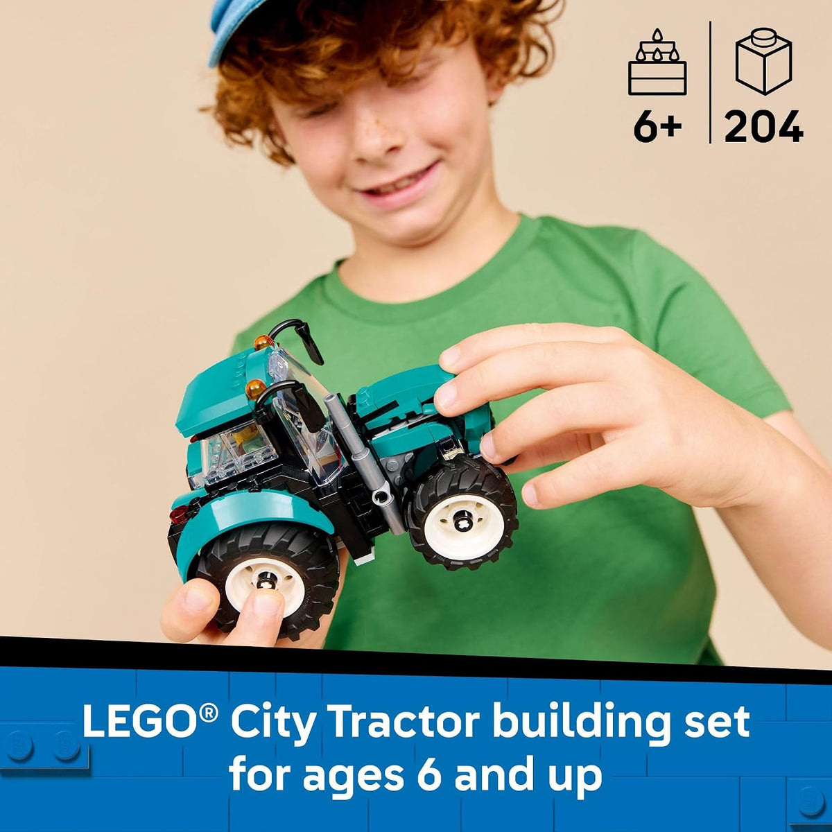 LEGO City Tractor 60498 – Farm Vehicle Building Set with Farmer Minifigure | 204 Pieces