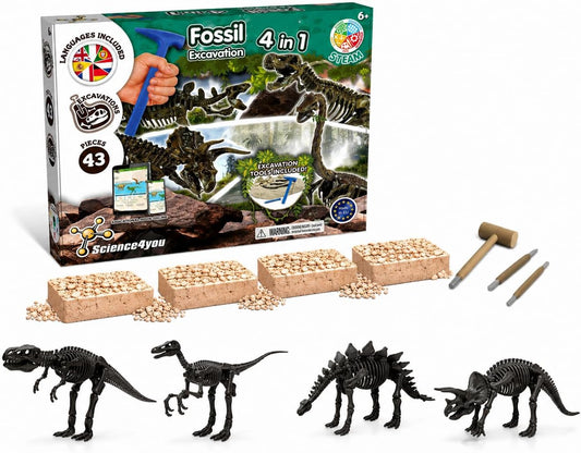 Science4you Dinosaur Fossil Excavation Kit 4 in 1