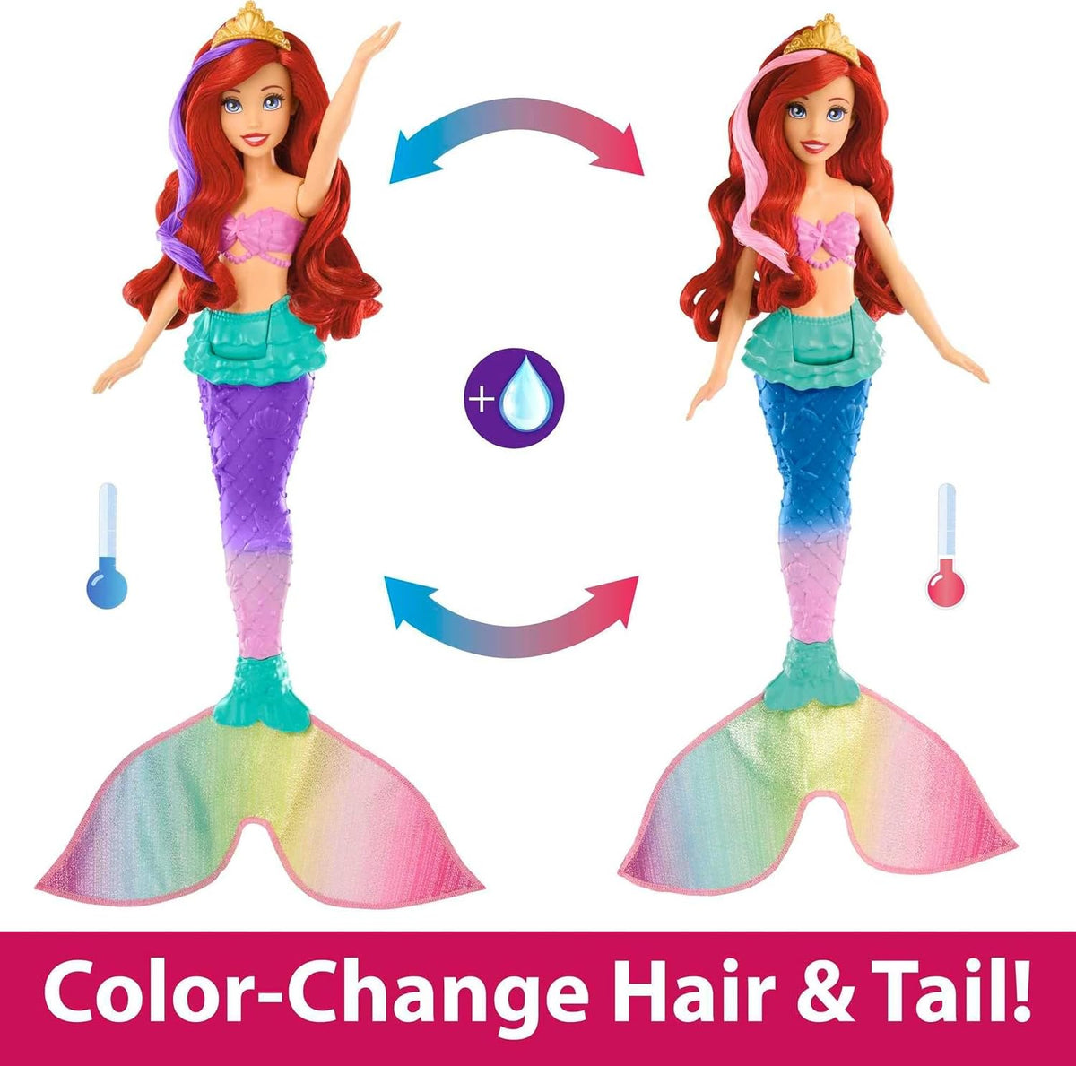 Disney Princess Ariel Swim & Splash Doll HPD43 – Color-Change Hair & Tail