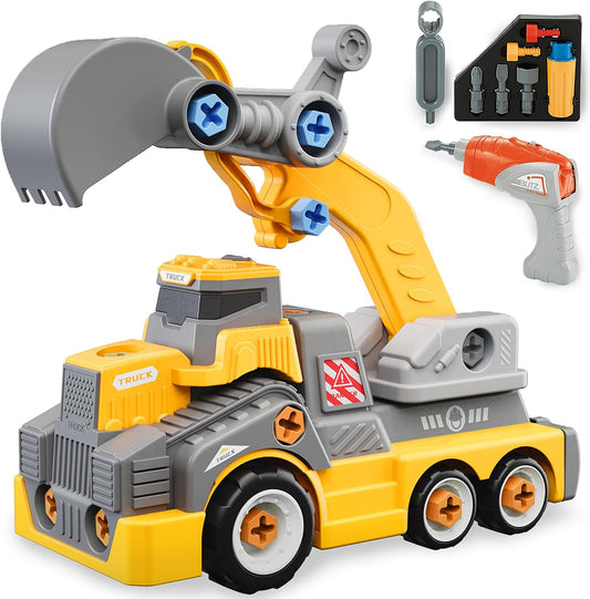Take Apart Excavator Truck with Electric Drill – Construction Building Toy
