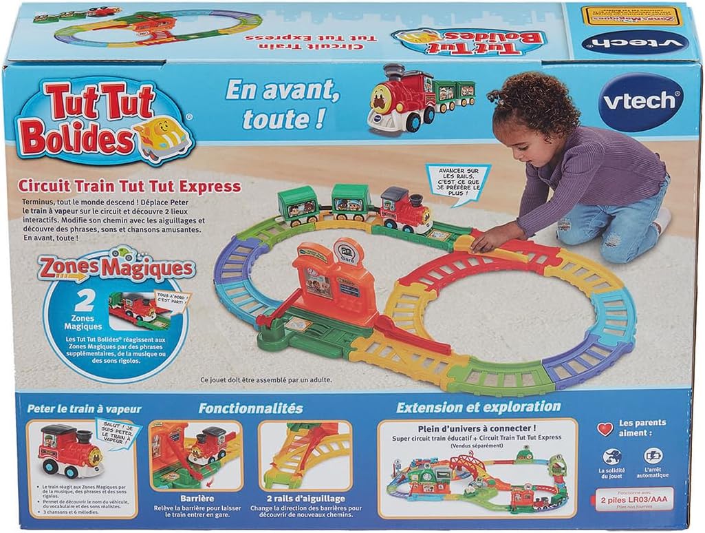 VTech Tut Tut Bolides Tut Tut Express Train Circuit 80-588605 – Peter Train & 2 Wagons