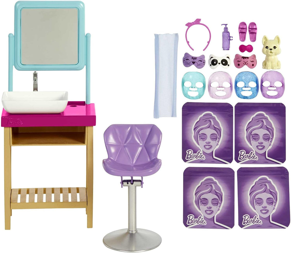 Barbie Sparkle Mask Spa Day HCM82 – Spa Playset with Doll