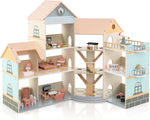 HONEY JOY Wooden Corner Dollhouse