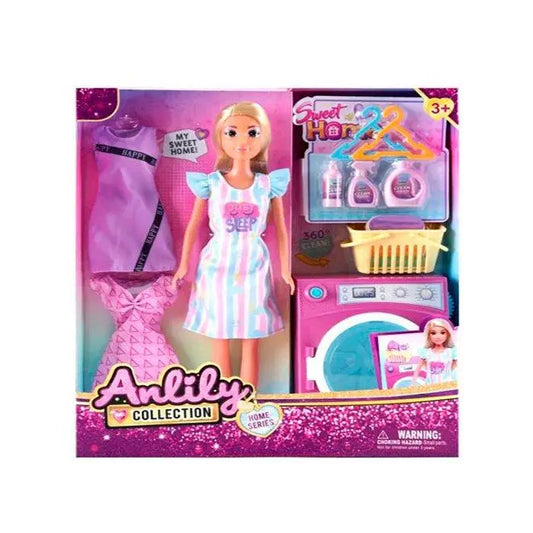 Anlily Sweet Home Doll Set 636215 – Doll, Washing Machine & Laundry Accessories