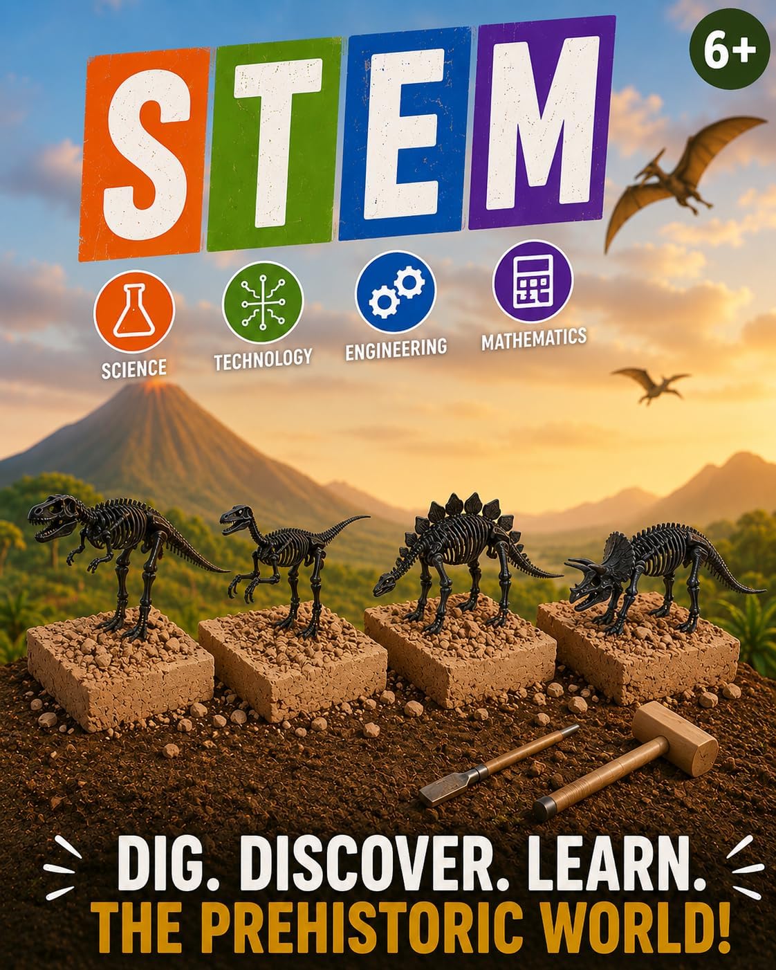 Science4you Dinosaur Fossil Excavation Kit 4 in 1