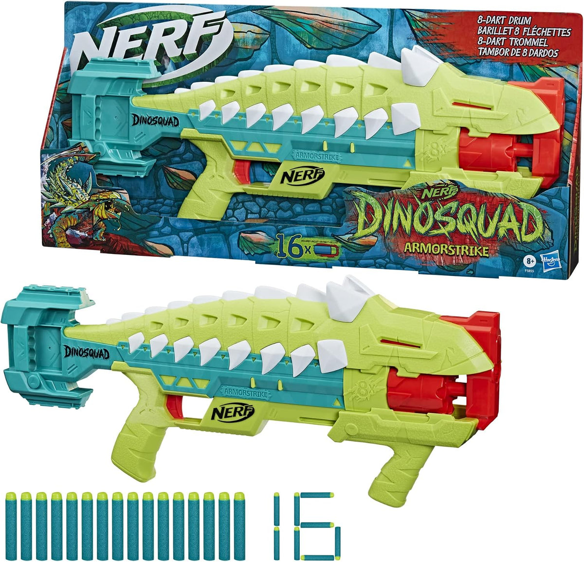 NERF DinoSquad Armorstrike Dart Blaster – 16 Elite Darts